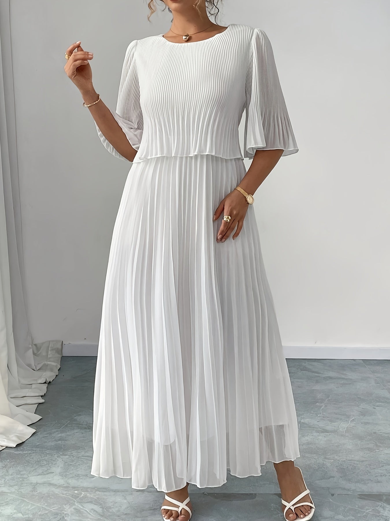 Philippa chiffon a-line maxi dress - front view