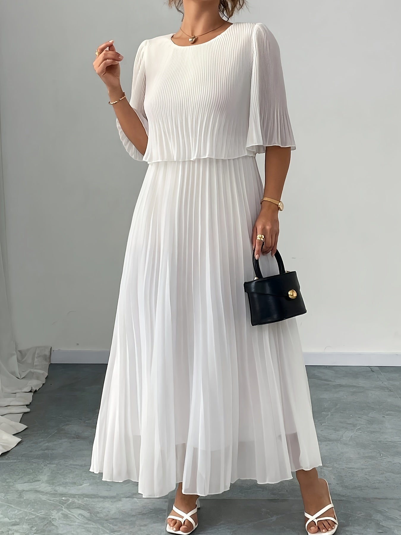 Philippa chiffon a-line maxi dress - side view