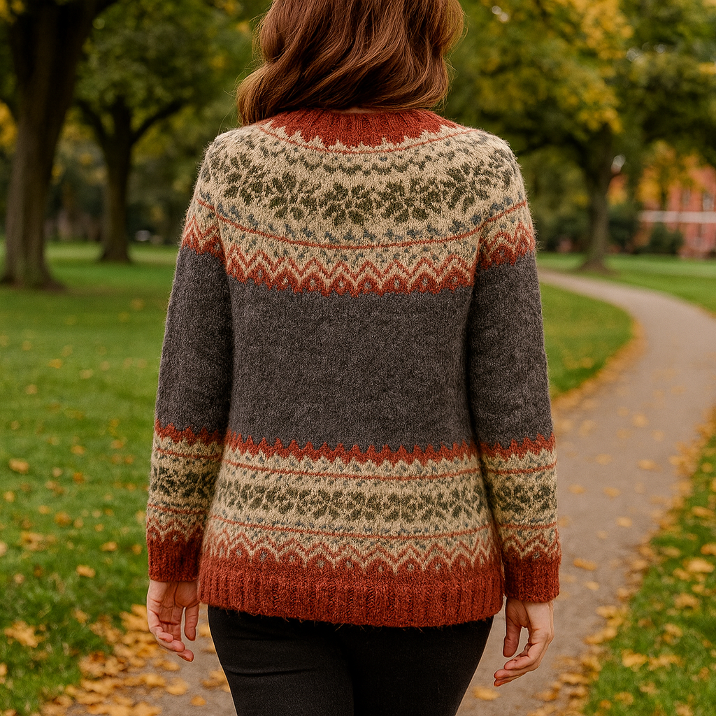Philomena nordic pattern button cardigan, view 4