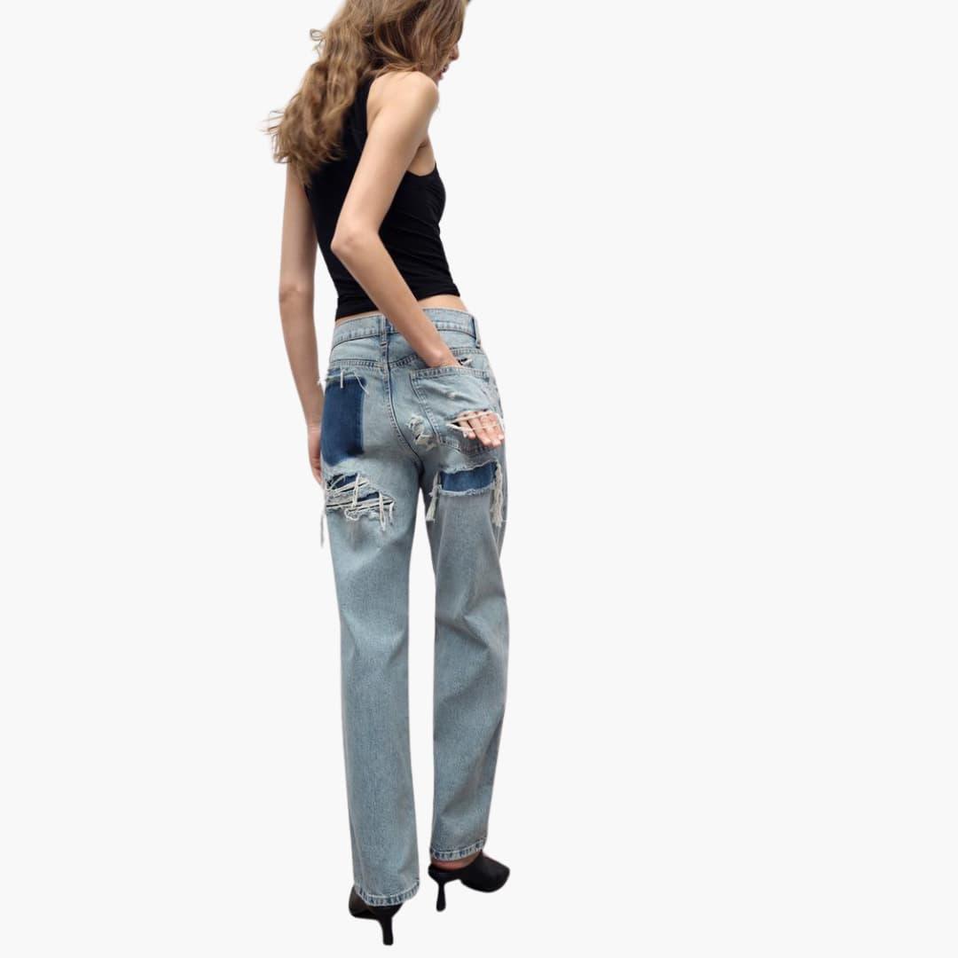 Piper relaxed fit distressed jeans - back view