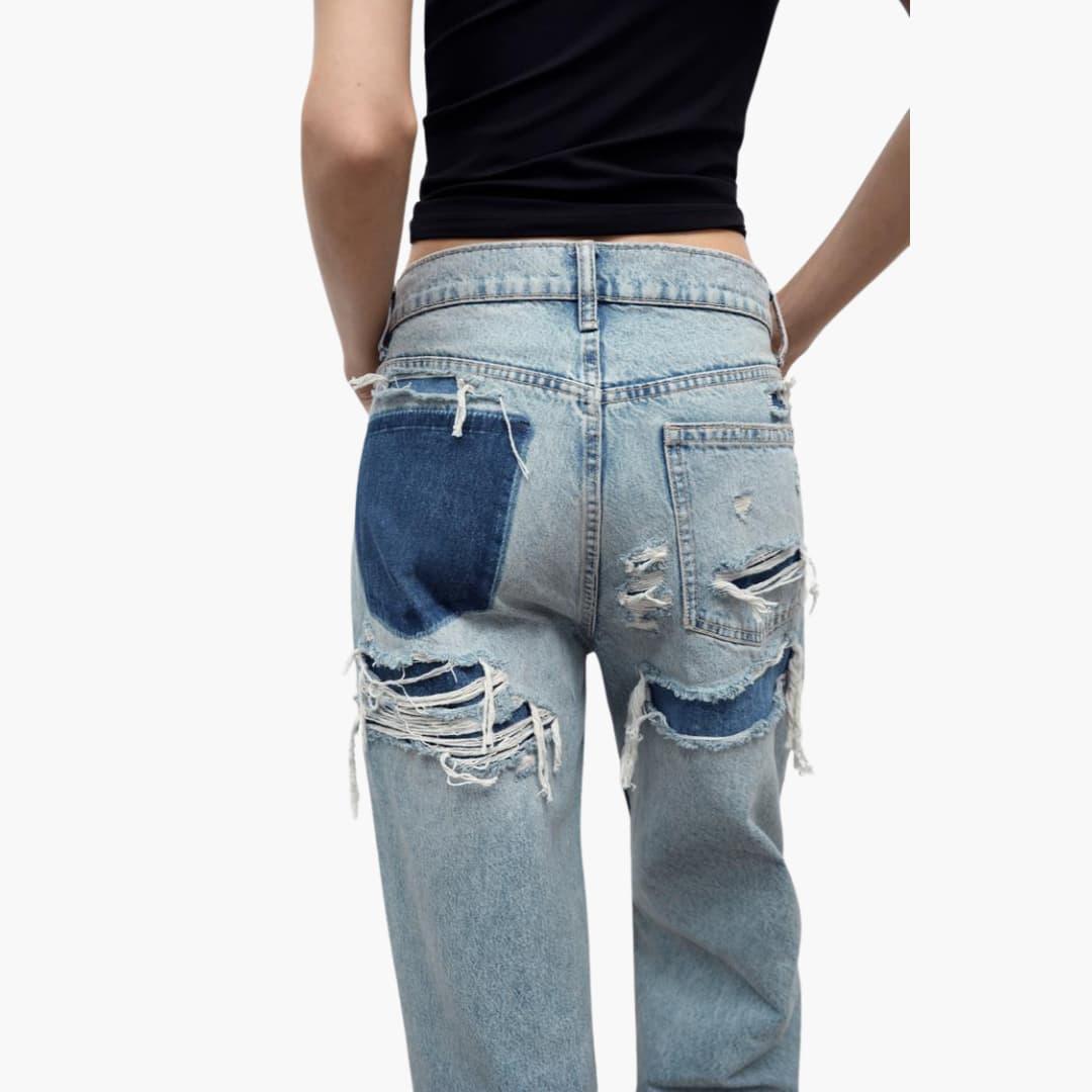 Piper relaxed fit distressed jeans - distressed detail
