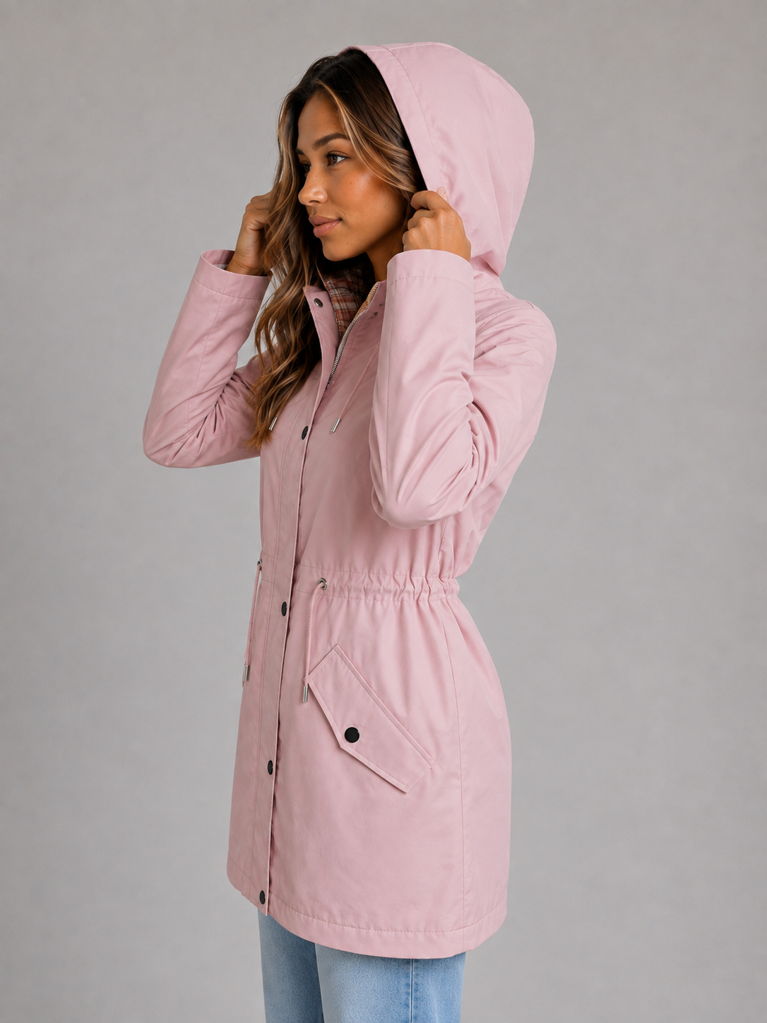 Priya hooded waterproof parka jacket - styled outfit