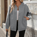 Quenby oversized snap-front bomber jacket, gray
