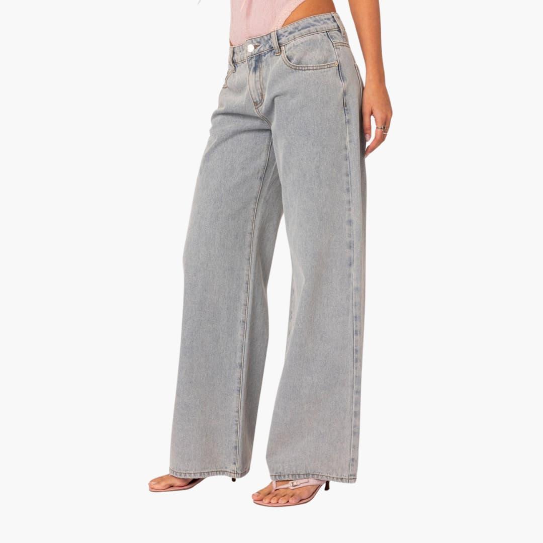 Quinn wide leg light wash jeans - side view