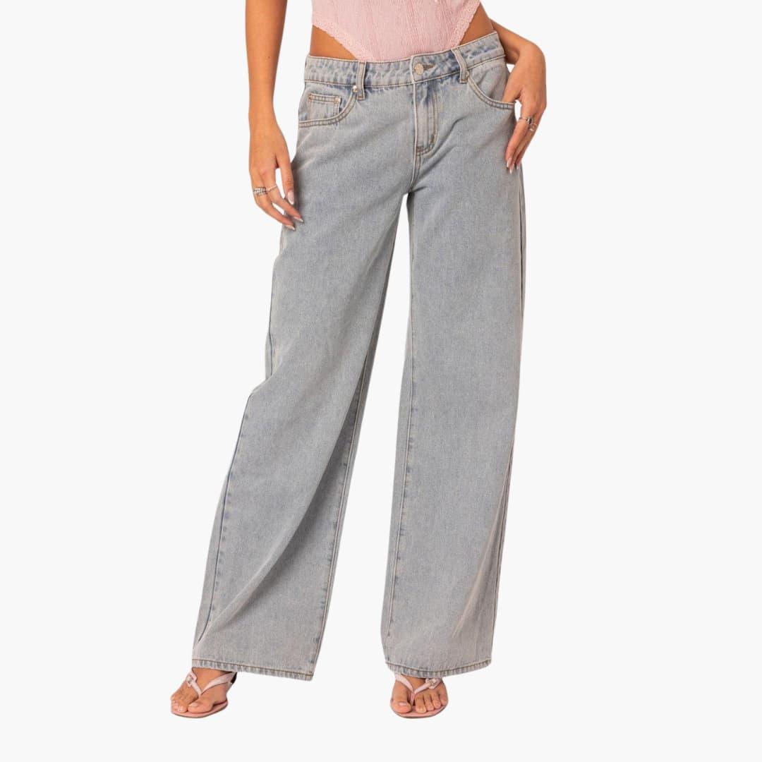 Quinn wide leg light wash jeans - back view