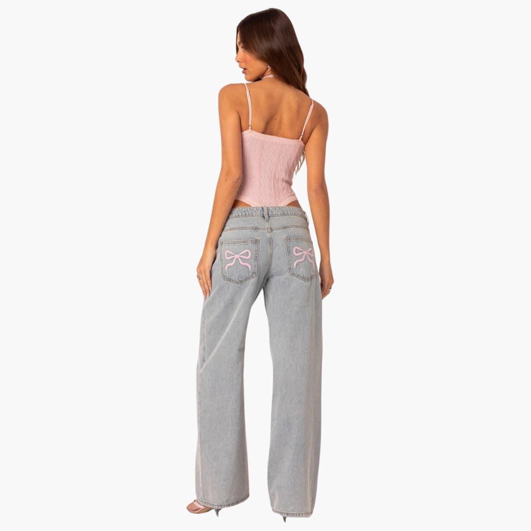 Quinn wide leg light wash jeans - full look