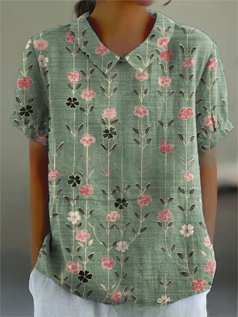 Rachel | Floral Print Relaxed Fit Shirt with Collar