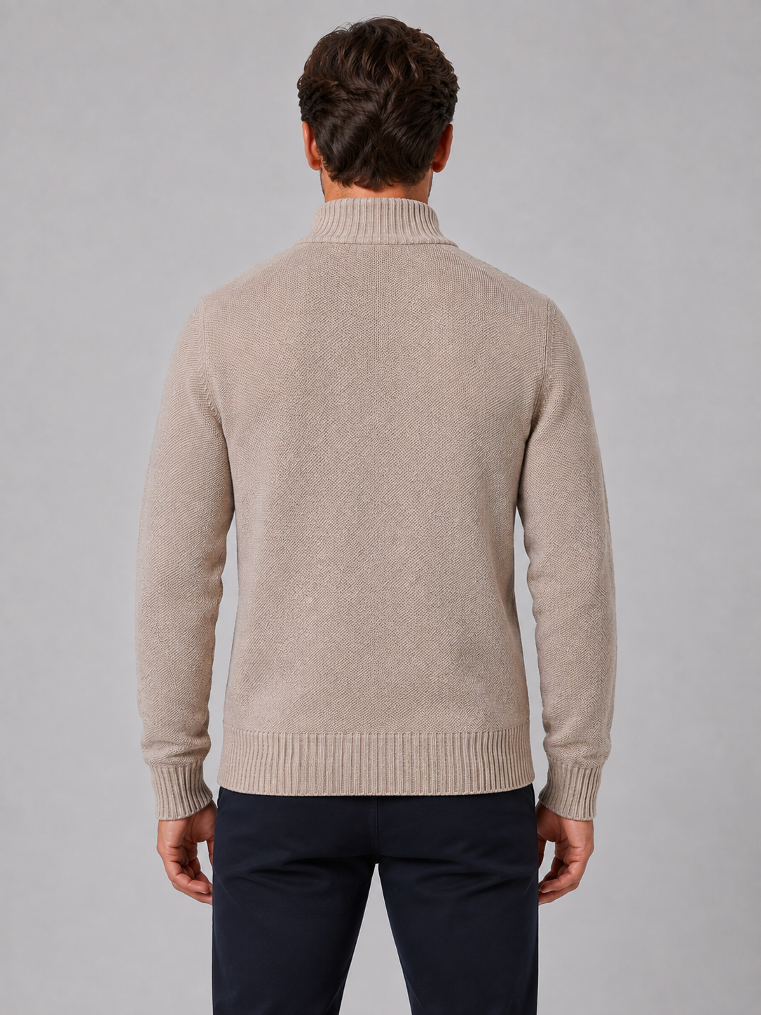 Ralph full zip knit cardigan funnel neck - side view