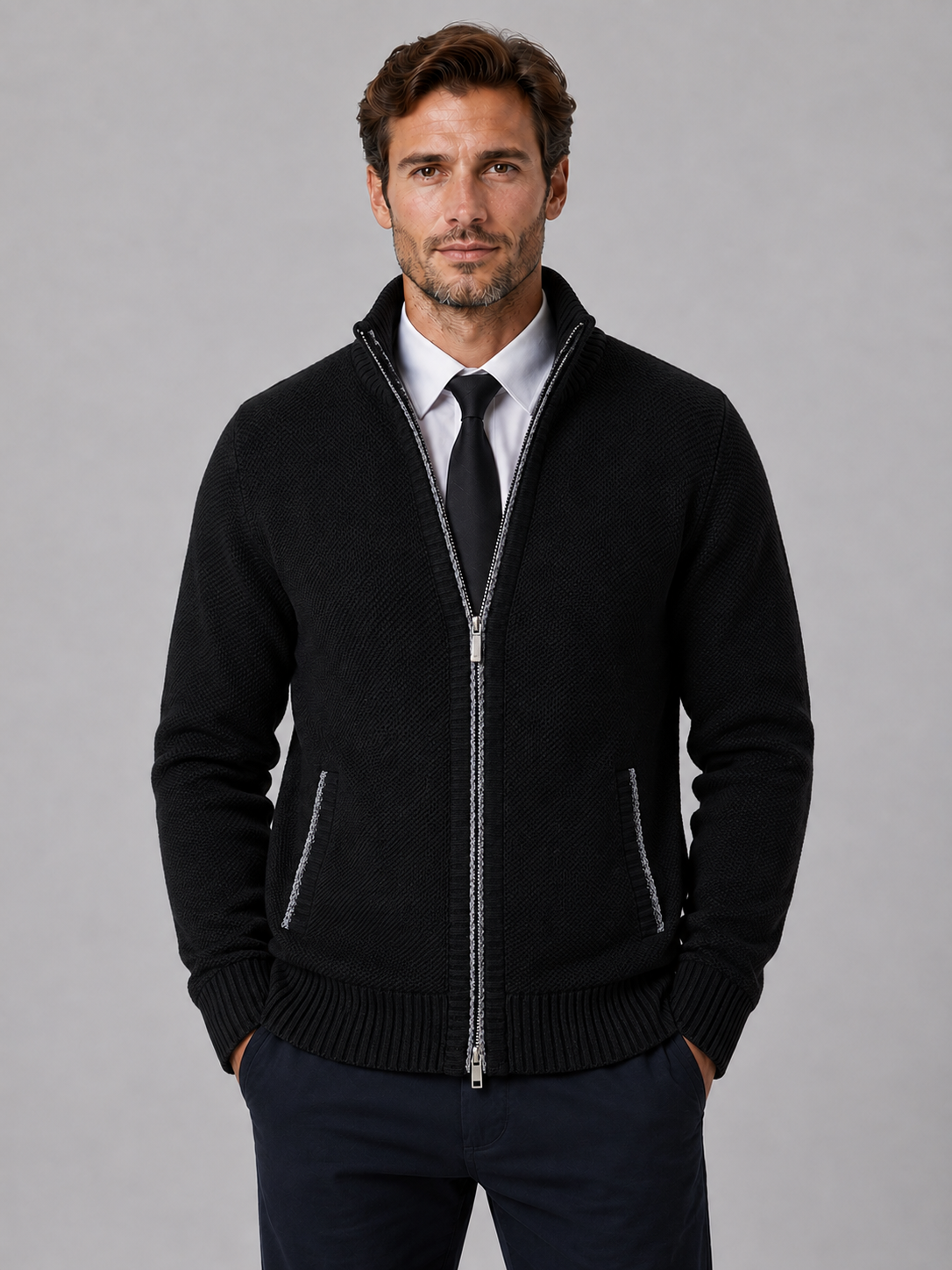 Ralph full zip knit cardigan funnel neck - color options