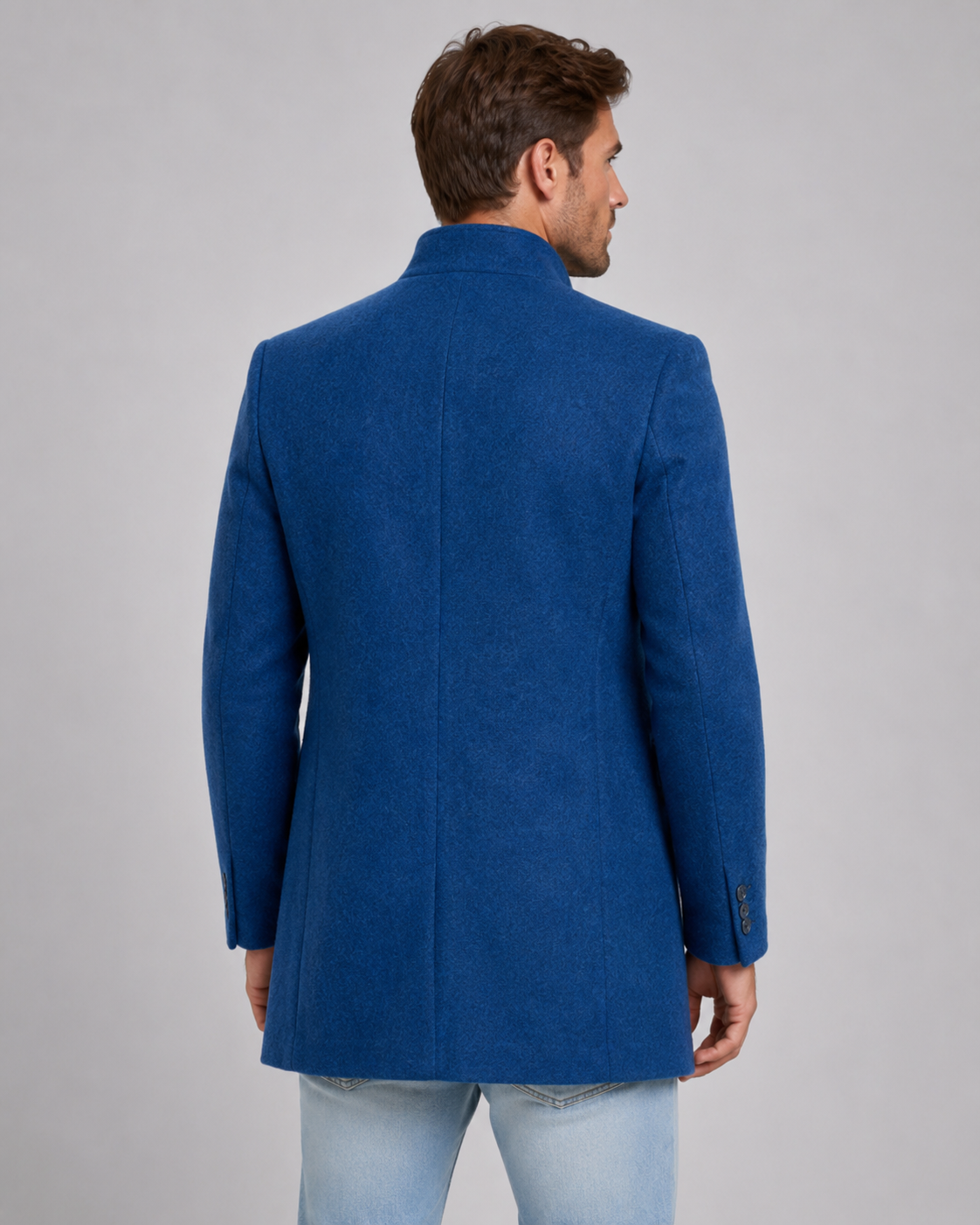 Raymond stand collar wool coat - side view