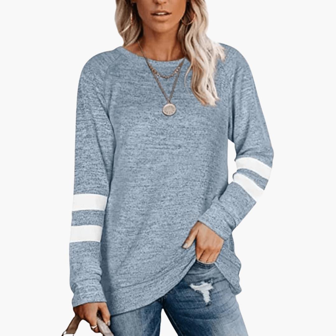 Reagan relaxed crew neck long sleeve shirt - front view