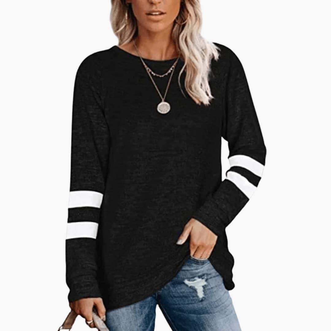 Reagan relaxed crew neck long sleeve shirt - full look