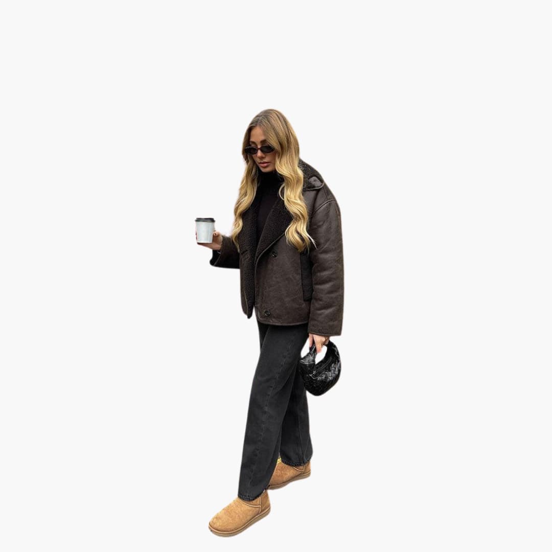 Regina lined shearling jacket - lining detail