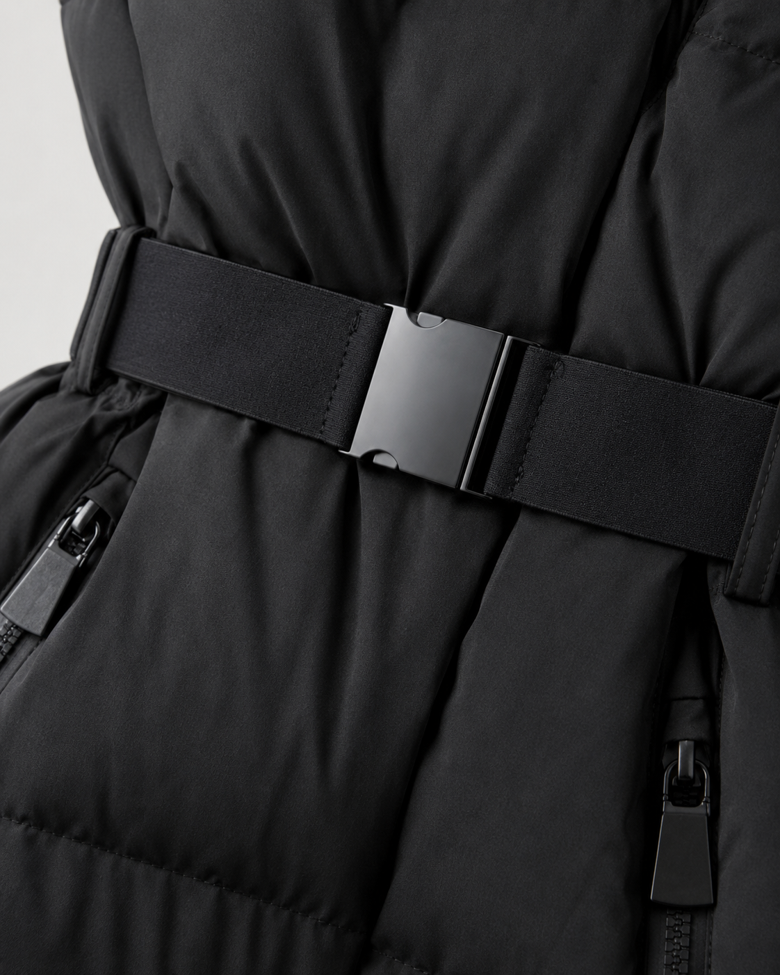 Renee belted hooded puffer jacket - hood detail