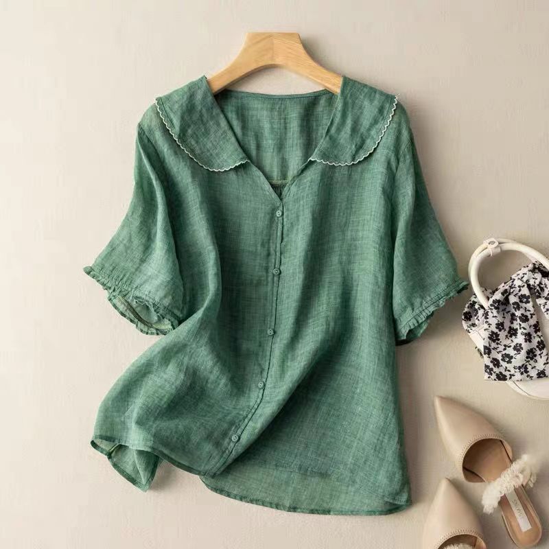 Riley | Relaxed Button-Up Blouse with Scalloped Collar