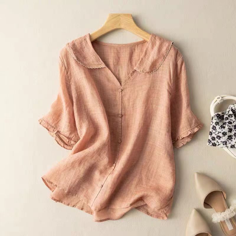 Riley | Relaxed Button-Up Blouse with Scalloped Collar
