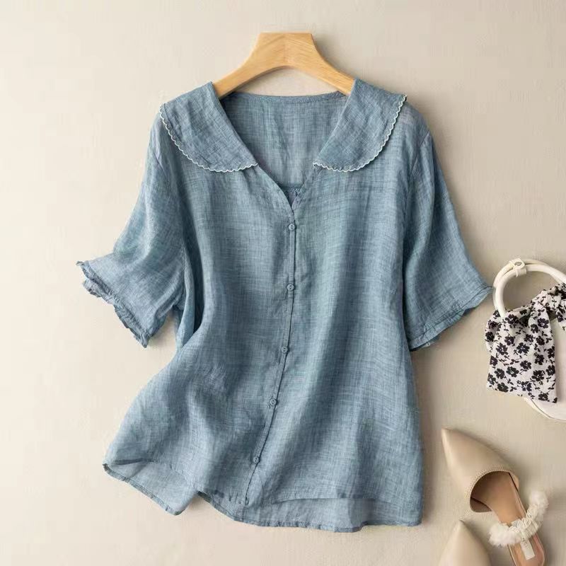 Riley | Relaxed Button-Up Blouse with Scalloped Collar