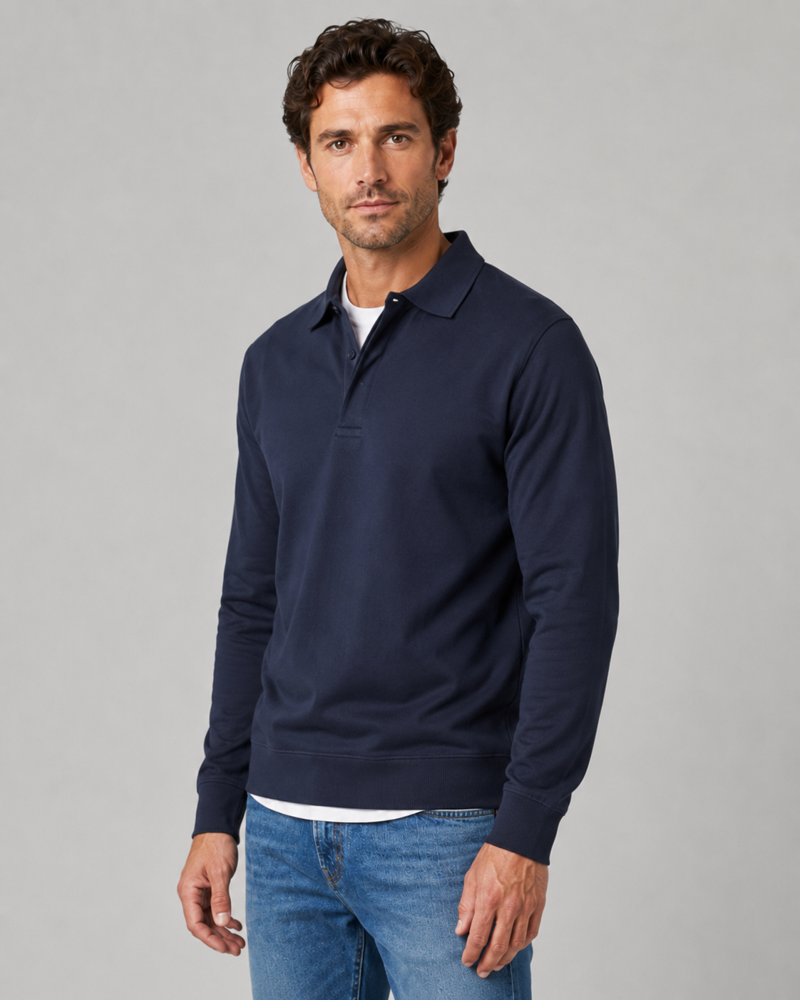 Roger long sleeve polo sweatshirt - side view