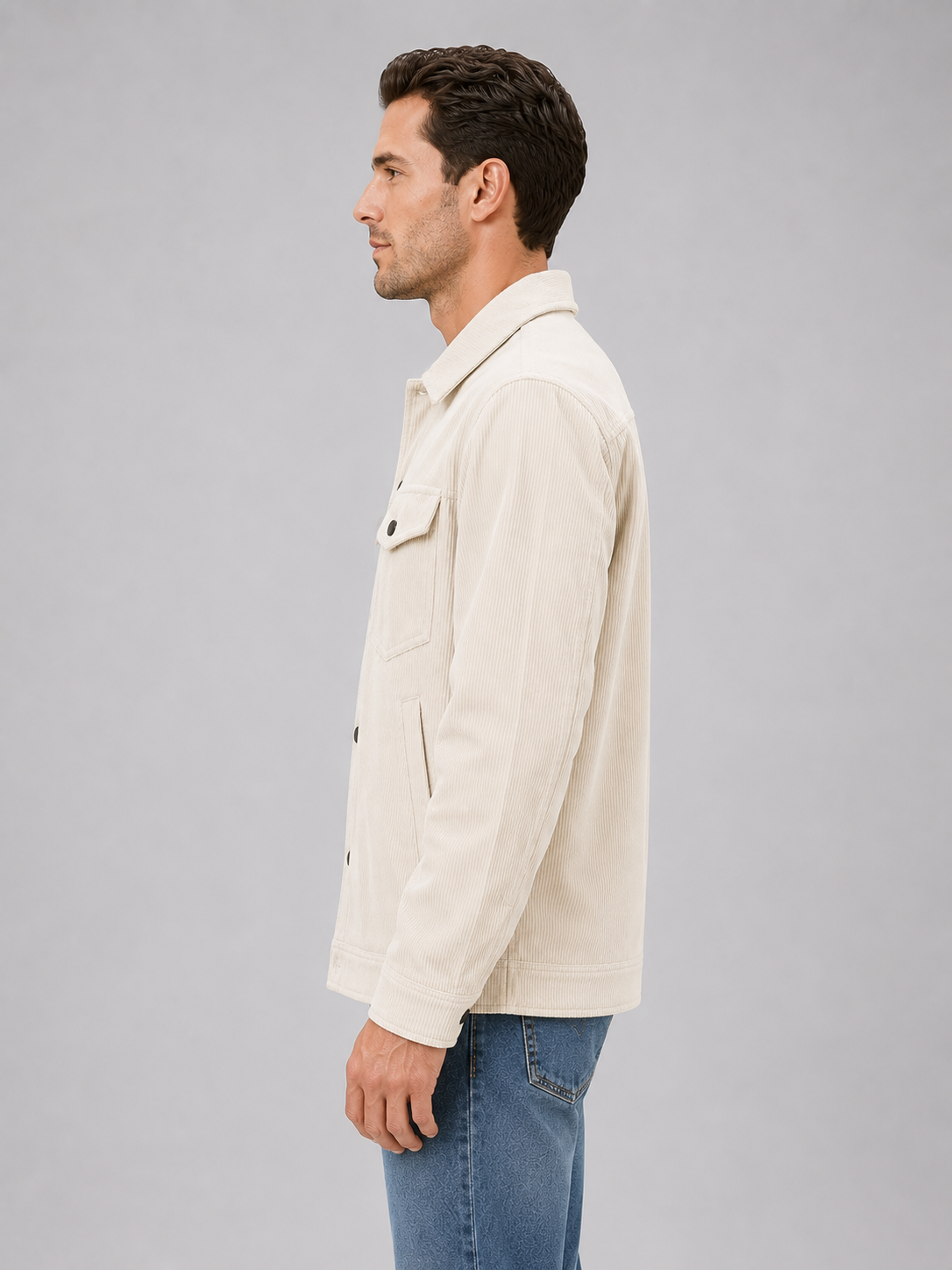 Ronald corduroy overshirt snap button - pocket detail