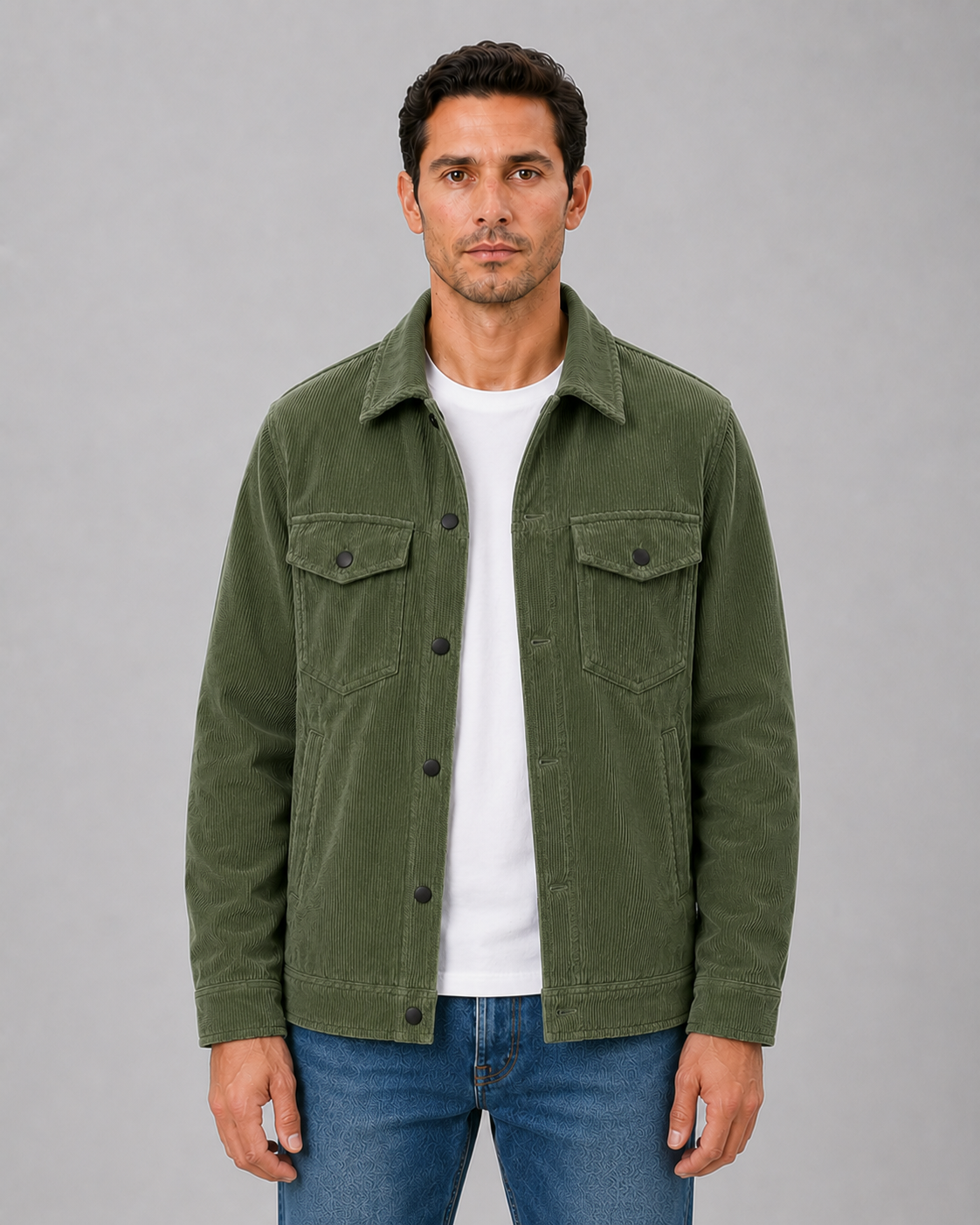 Ronald corduroy overshirt snap button - styled outfit