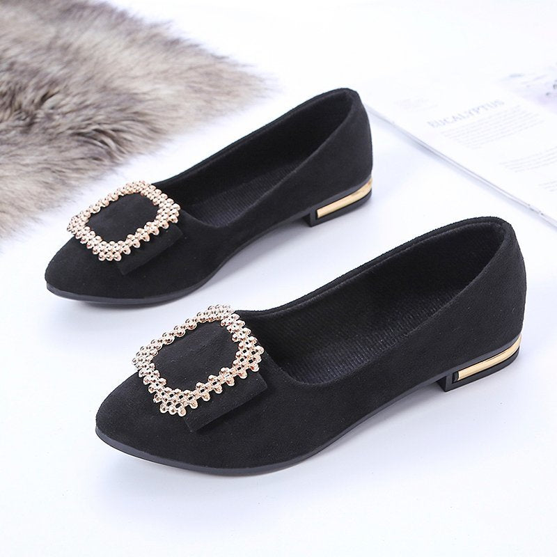 Rosa | Square Toe Embellished Ballet Flats