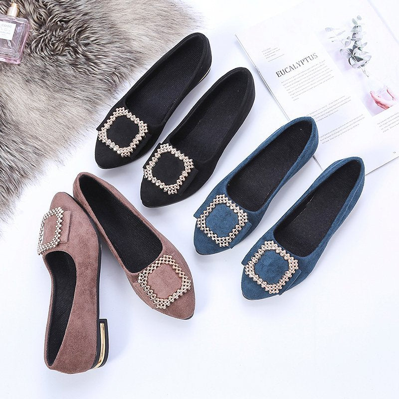 Rosa | Square Toe Embellished Ballet Flats