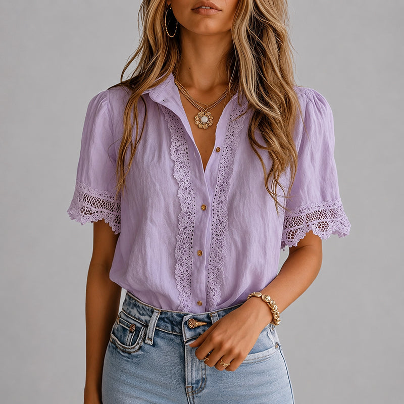 Rosalia | Crochet Accent Blouse