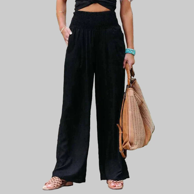 Rosalind wide leg linen trousers - side view