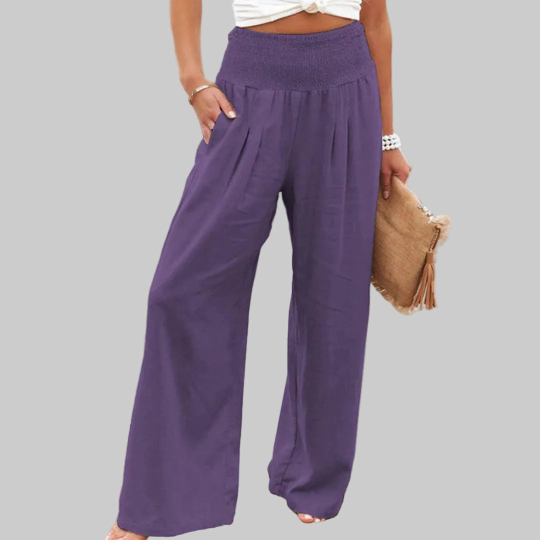 Rosalind wide leg linen trousers - full look