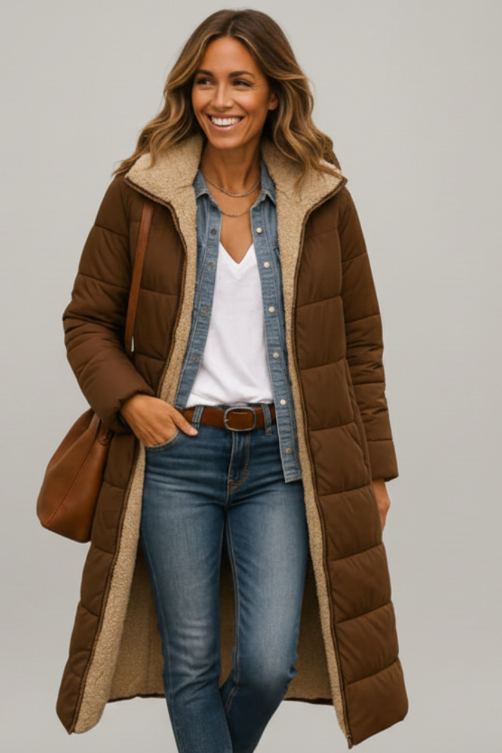 Rosanna | Long Coat with Hood and Zip