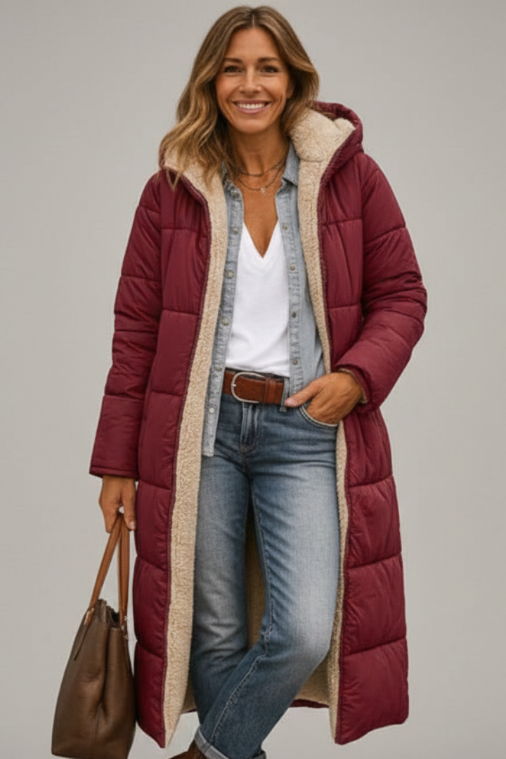 Rosanna | Long Coat with Hood and Zip