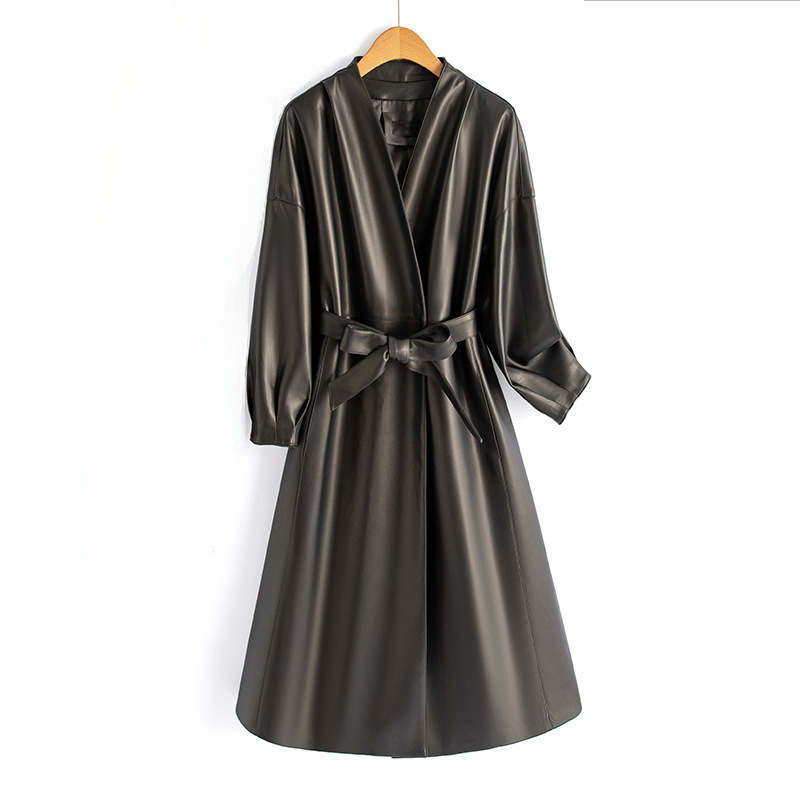 Rosaria | Belted Vegan Leather Coat