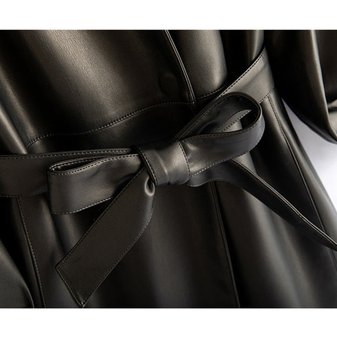 Rosaria | Belted Vegan Leather Coat