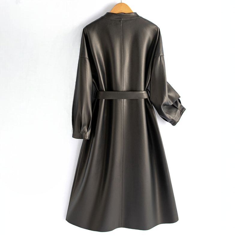 Rosaria | Belted Vegan Leather Coat
