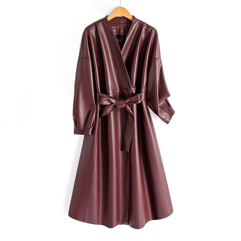 Rosaria | Belted Vegan Leather Coat