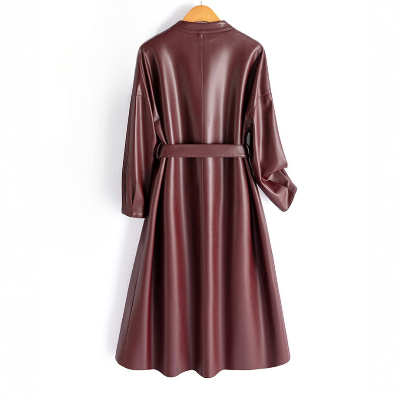 Rosaria | Belted Vegan Leather Coat