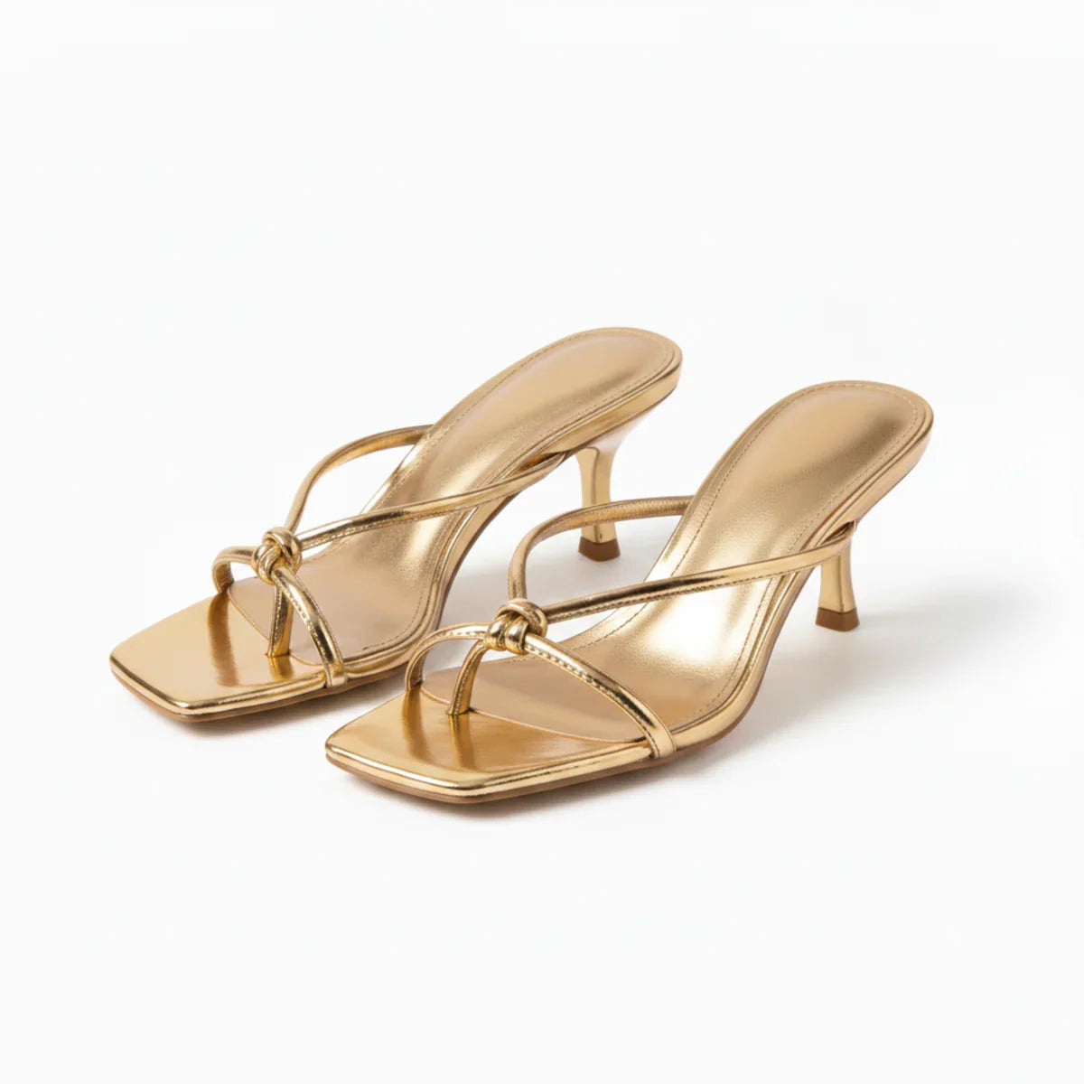 Rose orthopedic heeled sandals knot strap - color Gold 2