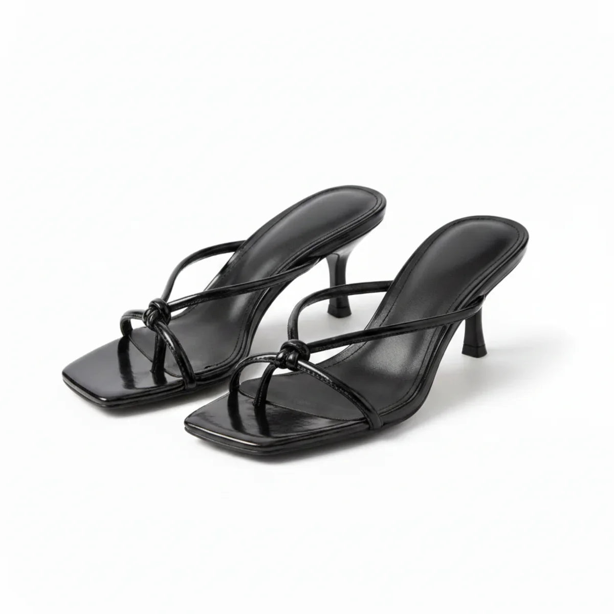 Rose orthopedic heeled sandals knot strap - color Black 2