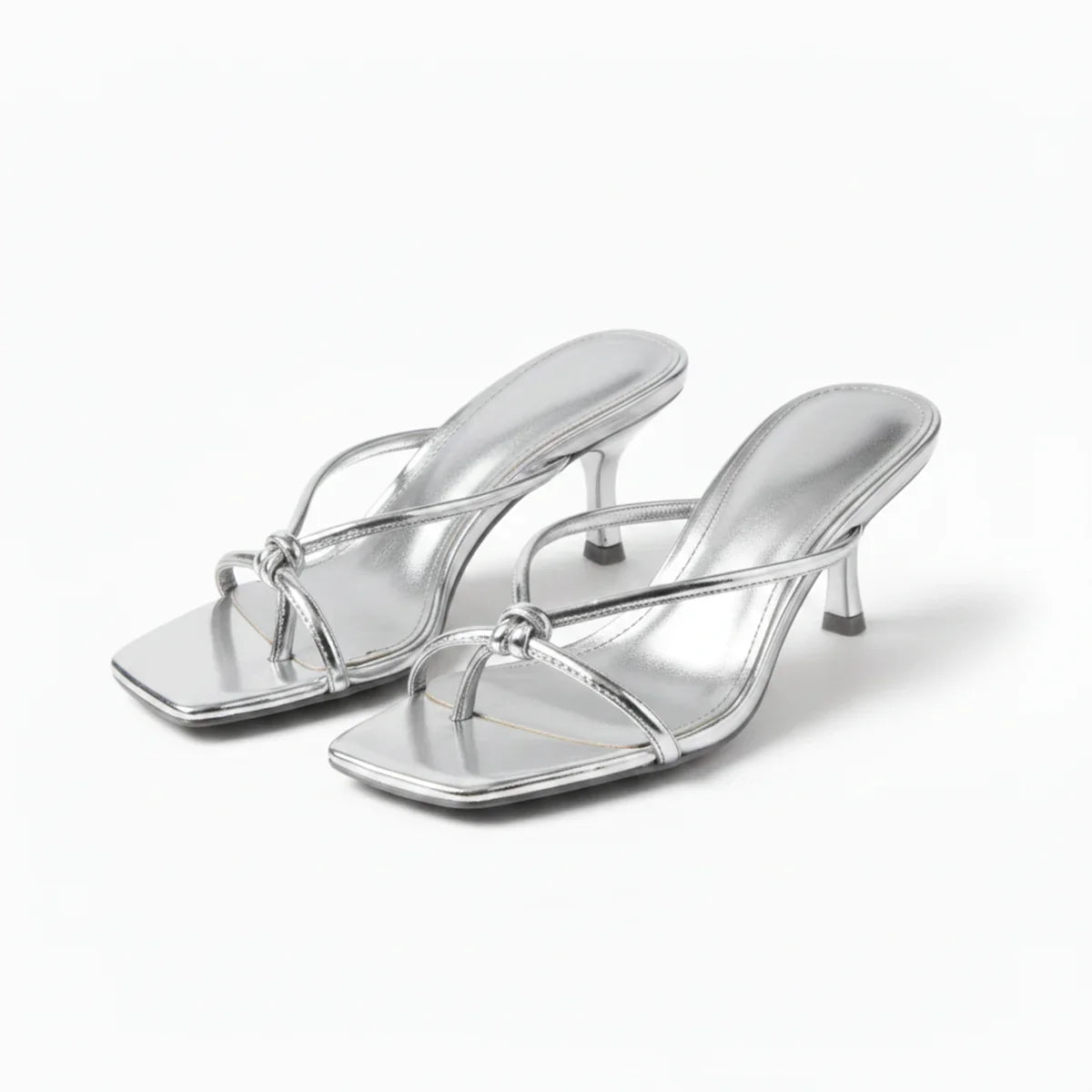Rose orthopedic heeled sandals knot strap - color Silver 2