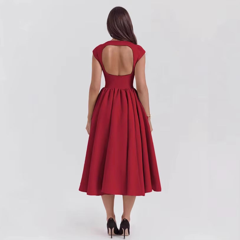 Rosemary | Boat Neck Fit and Flare Midi Dress