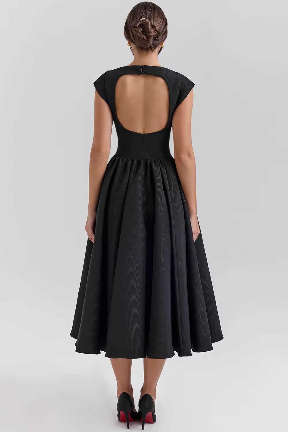 Rosemary | Boat Neck Fit and Flare Midi Dress
