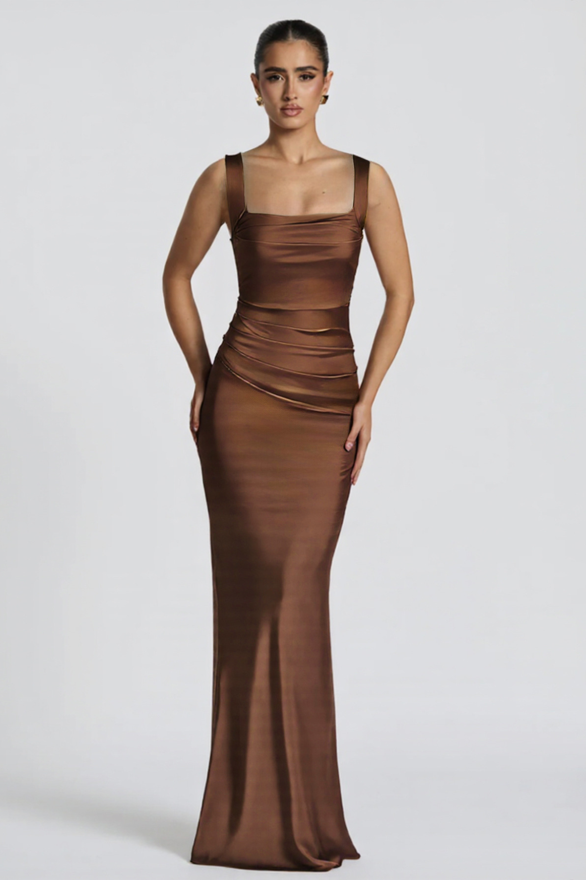 Sabine | Draped Square Neck Maxi Dress