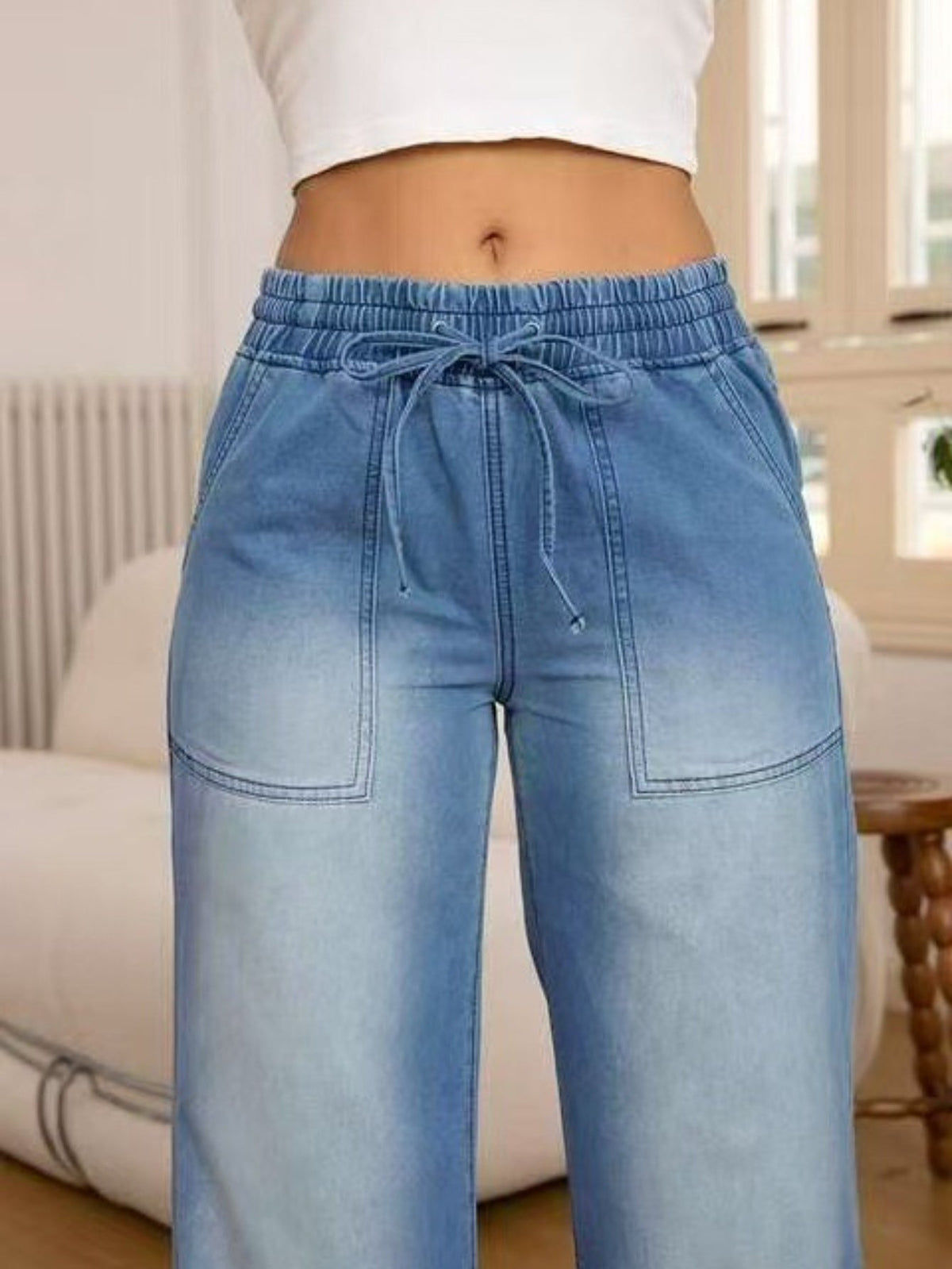 Sabrina | Relaxed Drawstring Wide-Leg Jeans