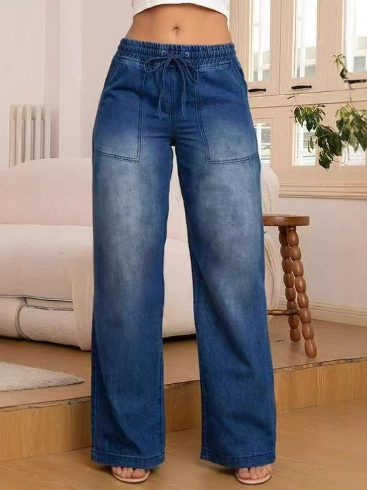 Sabrina | Relaxed Drawstring Wide-Leg Jeans