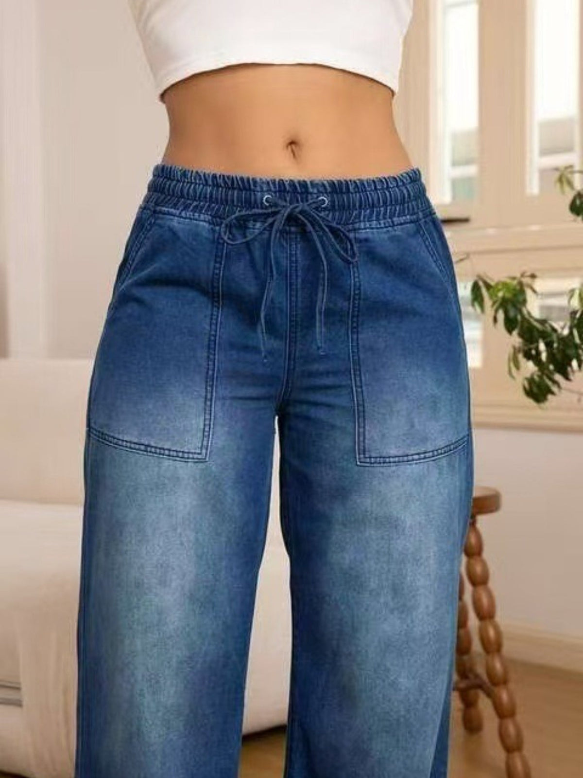 Sabrina | Relaxed Drawstring Wide-Leg Jeans