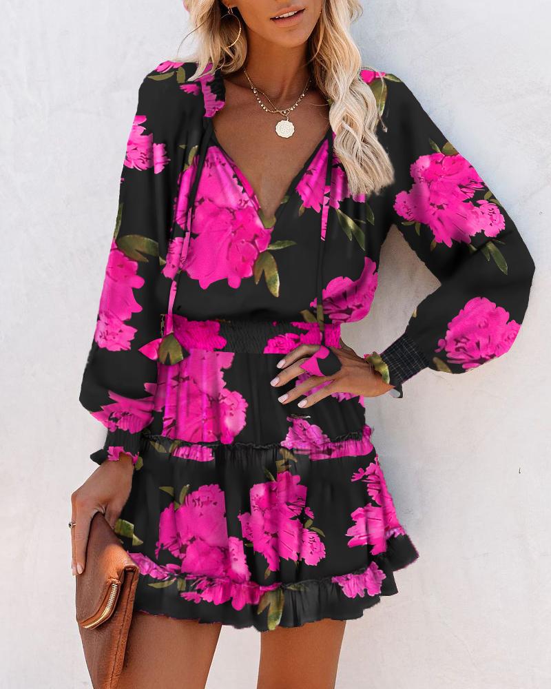 Sara | Floral Long Sleeve Mini Dress