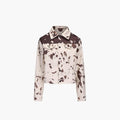 Savannah cow print denim jacket - front view