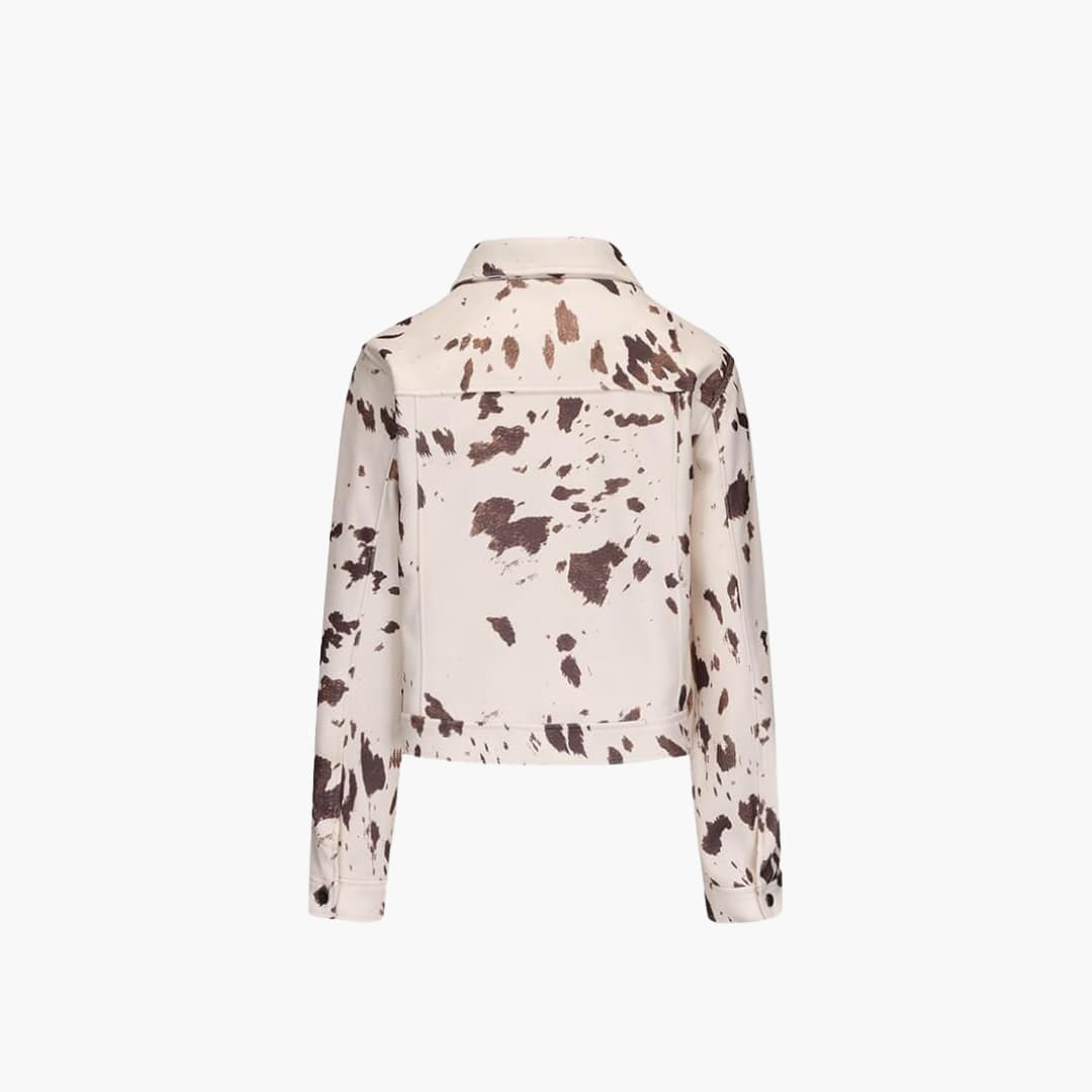 Savannah cow print denim jacket - side view