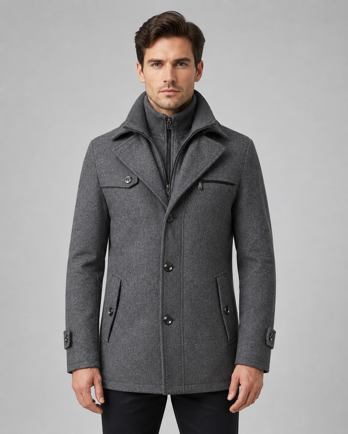 Scott wool coat zip insert funnel neck - styled outfit 2
