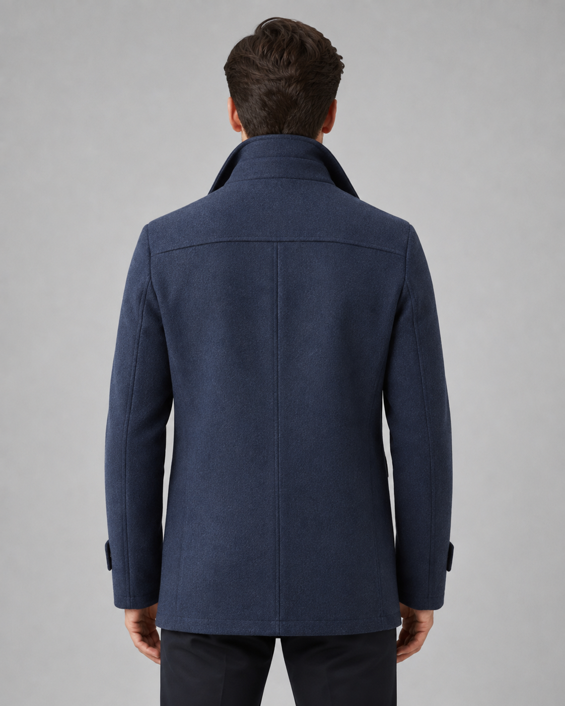Scott wool coat zip insert funnel neck - side view